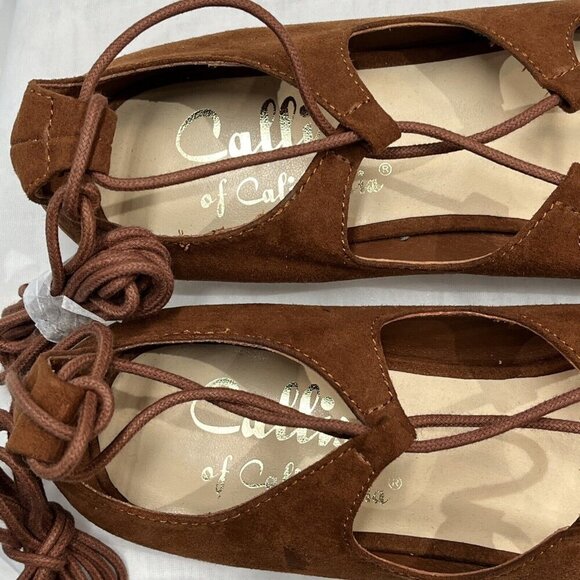 Callisto of California Womens 10 M Lace Up Pointed Toe Flats Brown Rian Tansde - Picture 6 of 12